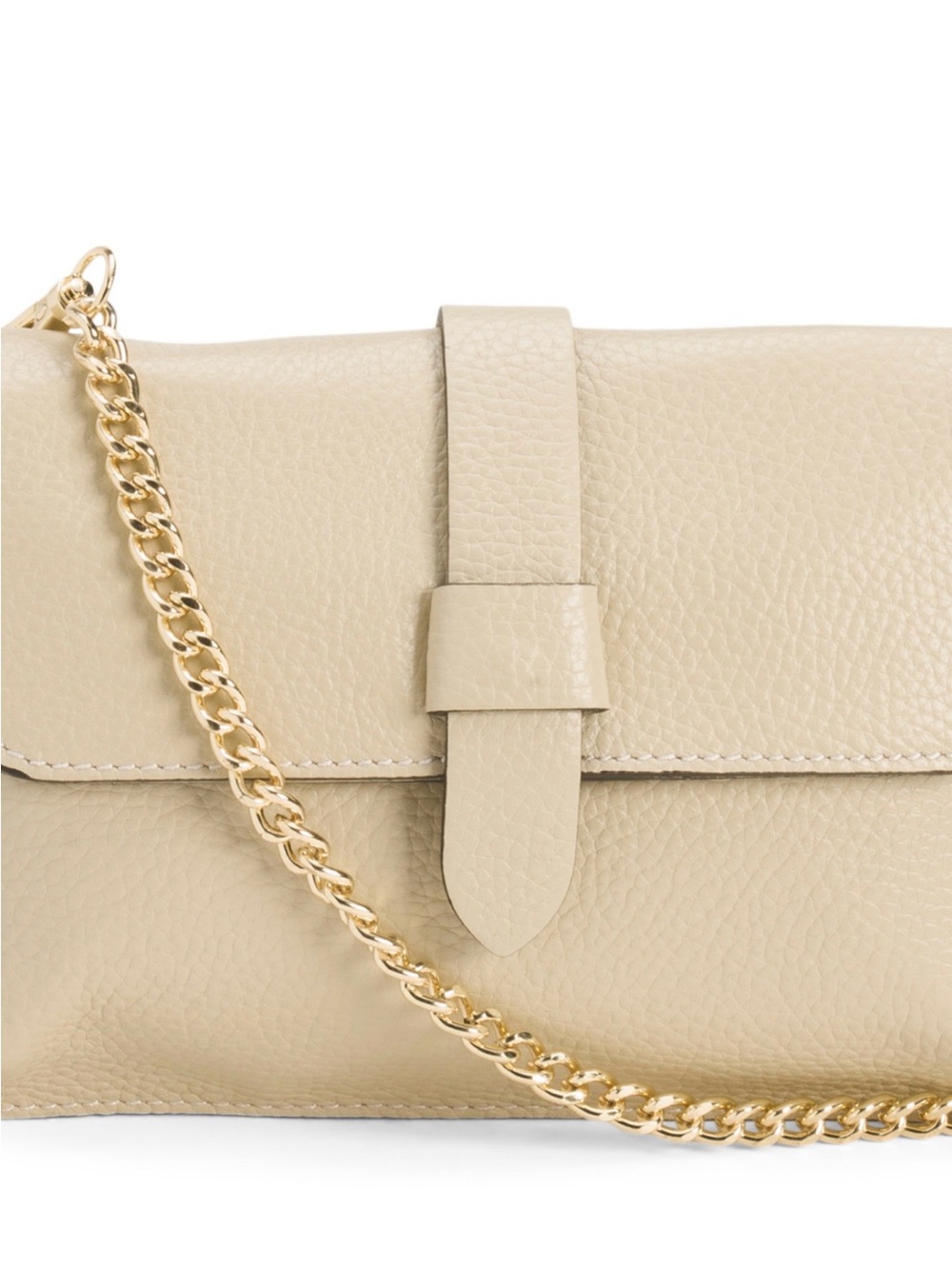 Beige Leather Chain Shoulder Bag